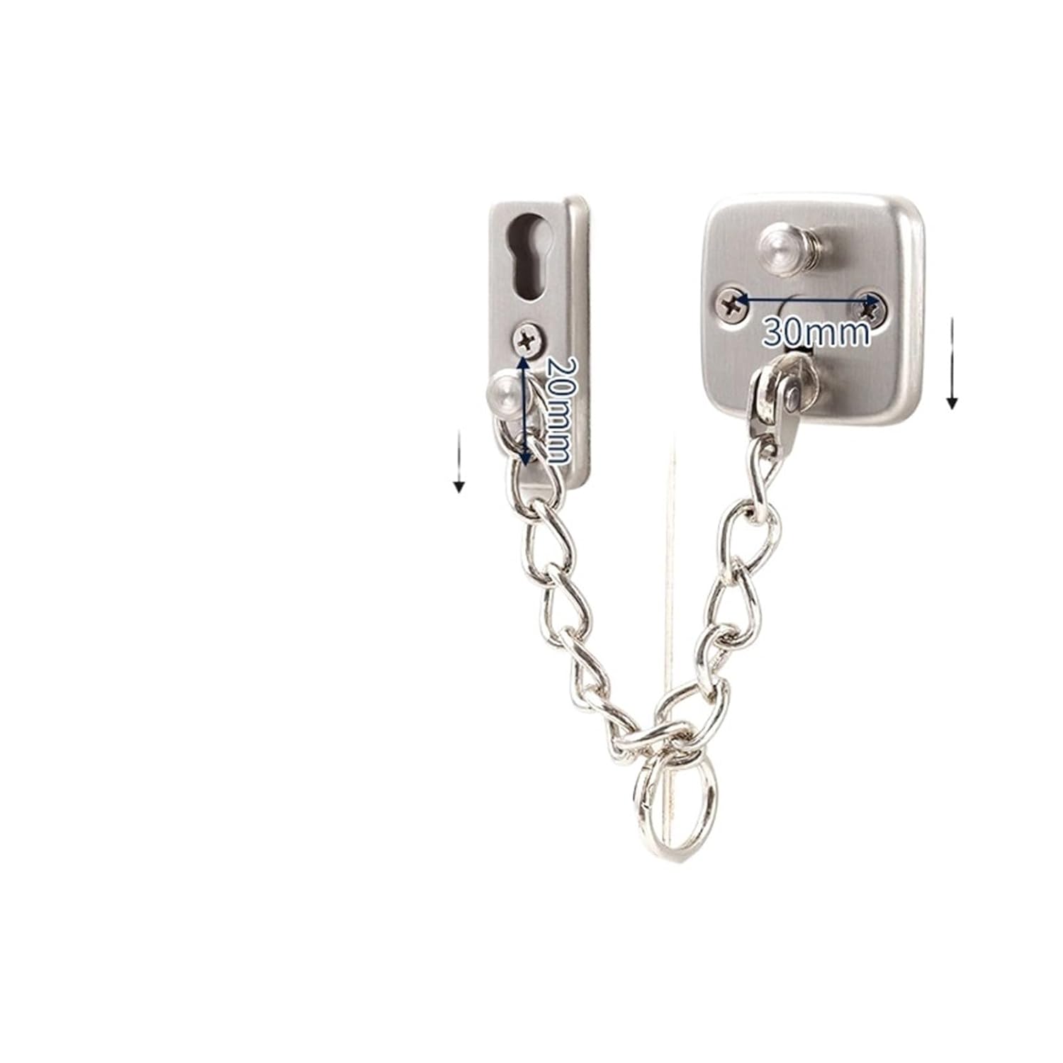 Square Door Chains Lock 304 Stainless Steel Security Guard with Springs Punching/No Punching Anti-Theft Door Latch(A304 Stainless Steel)