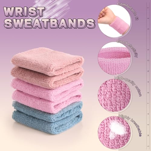 Image of Willbond Wrist Sweatbands, Sports Sweatbands for Competition, Sweat Absorbent, for Basketball, Tennis, Football, Running and Work (Pack of 6)