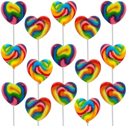Fruidles Swirl Lollipop Heart Design, Party Bag Fillers, Individually Wrapped (24-Pack, Multicolor Heart Lollipops)