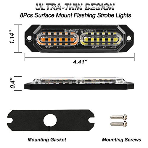 ASPL 8pcs 12-LED Slim Strobe Lights