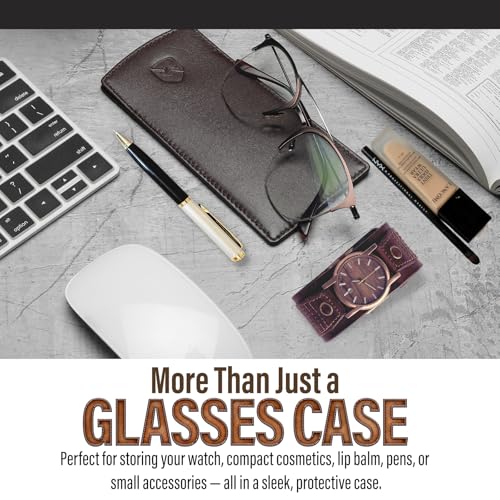 Image of ALLEN & MATE Genuine Leather Eyeglass Case, Slim Slip-In Reading Glasses