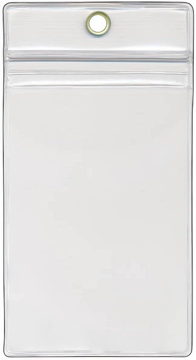 StoreSMART - 25 Pack - ID/Badge Holder - Zipper and Metal Grommet - Clear Plastic - Open Short Vertical - R3578ZIPS-25