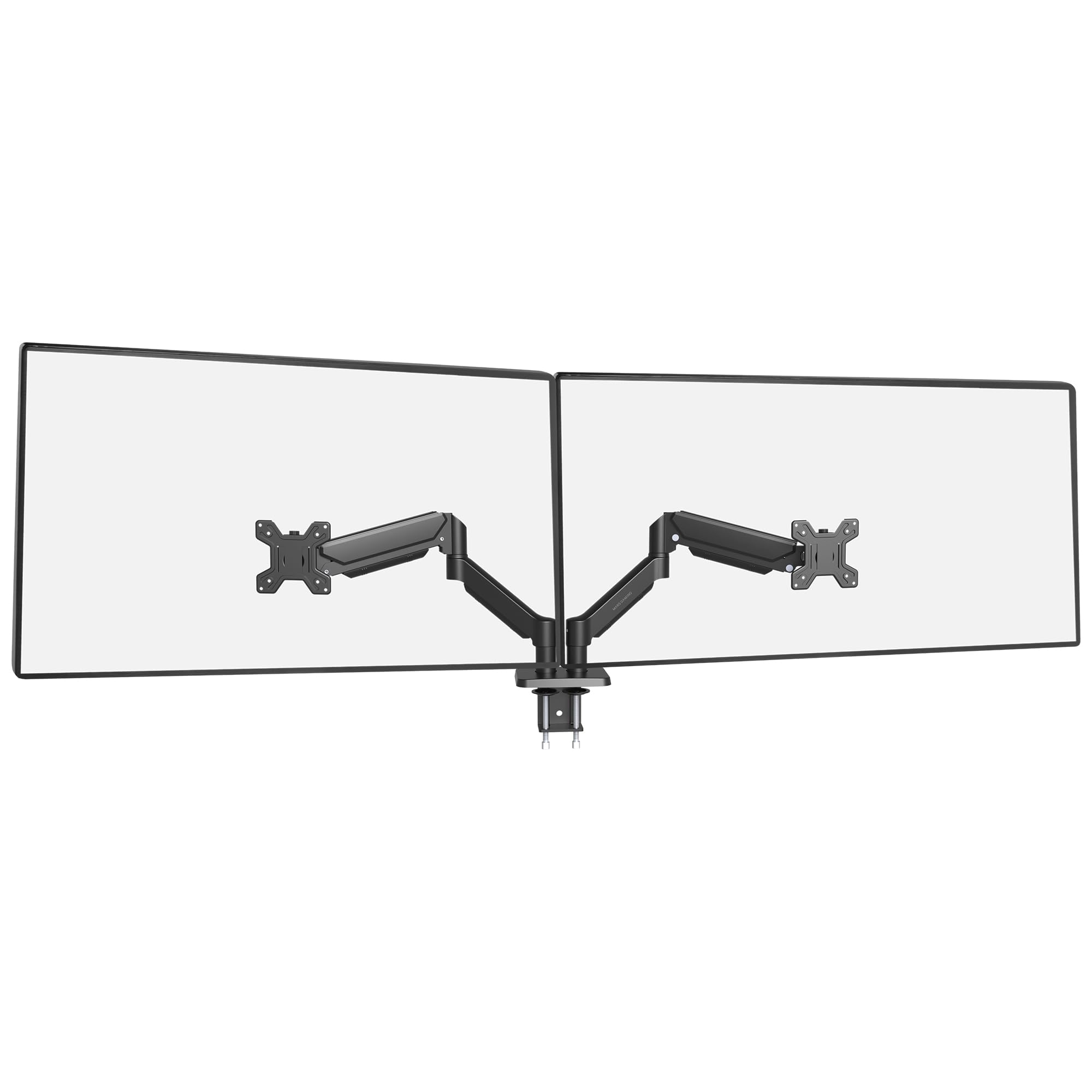 Mars Gaming MARM-PRO2, Soporte para Monitor Dual con Doble Muelle de Gas hasta 27”, Movimiento Articulado 360° y Altura Regulable, Compatible con VESA 75x75 y 100x100, Negro