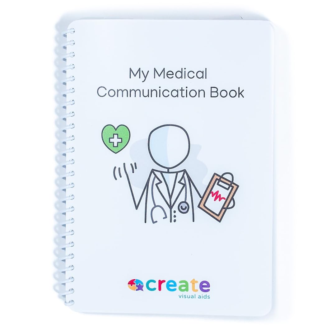 Medical Communication Book with 62 removable visual symbol picture cards to support communication for autism, adhd, speech and language delay, learning difficulties.