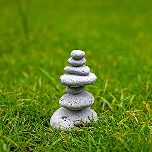 Owmell Balanced Stones Cairn Statue Garden Decor, Stacked Zen Rock Stone Decor, Small Fish Tank Decoration, Micro Landscape Decor 3.7" #TOP2