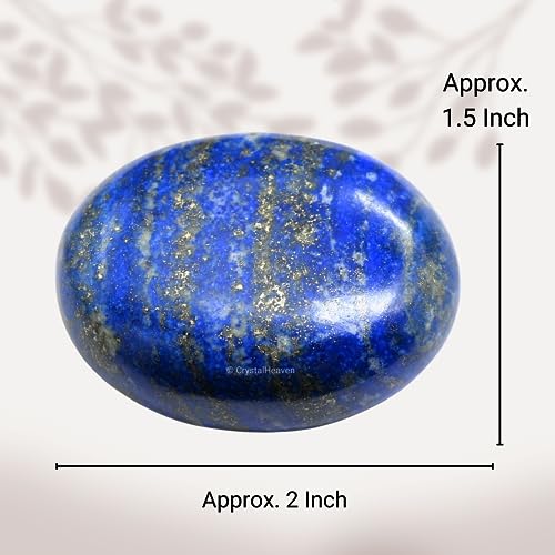 Image of Crystal Heaven Certified Lapis Lazuli Crystal Palm Pebbles Stones For Anxiety Stress Relief Massage- Aaa Grade Original Healing Gemstone Agate Palm Stone For Yoga Meditation Spiritual Reiki Feng Shui