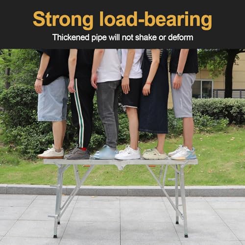 Foldable Scaffold Work Platform,Scaffolding Ladder Heavy Duty Adjustable Height,Portable Scaffolding Equipment with Non-Slip Feet, Maximum Bearing 600lbs,for Painting,Car Washing,Cleaning - Thumbnail 3