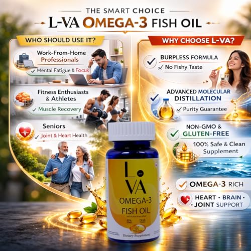 Image of Omega 3 Fish Oil 1000mg with EPA 180mg & DHA 120mg - Heart & Brain Support Supplement | Capsule For Healthy Heart, Eyes & Joints, 60 grams - 60 Softgel Capsules
