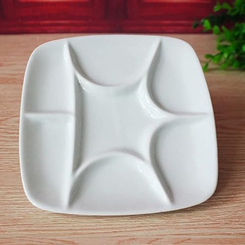 Miniatura 2 de Paleta cuadrada de pintura de artista de cerámica blanca de 7 pozos, pintura de acuarela esmaltada, mezcla de porcelana de cerámica, pintura al óleo