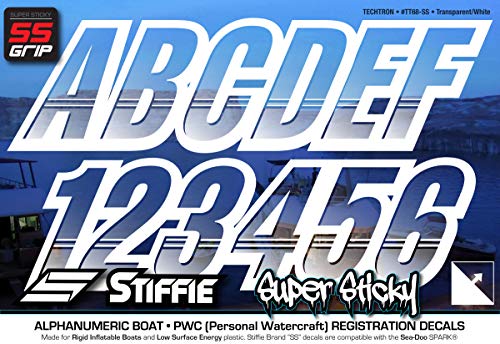Image of STIFFIE Techtron Transparent /White 3 inch DOT Decal Kit Registration Numbers Vinyl Lettering Semi Truck Tractor Trailer Decals