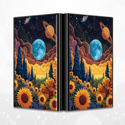 Image of Slim Credit Card Holder, Starry Sunflowers Cosmic Planet RFID Blocking Metal Wallet for Men & Women, Aluminum Minimalist Hard Case Pocket-Sized Business Cards Organizer (Fits Up to 10 Cards)