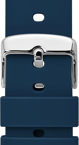 Miniatura 9 de WOCCI Correa de reloj de silicona de 0.709 in, correa de repuesto de goma de liberación rápida con hebilla de acero inoxidable plateada (azul marino)