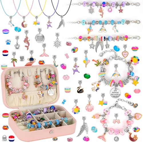 Kit de fabricación de pulseras para niñas con abalorios de cuentas para joyería y collares