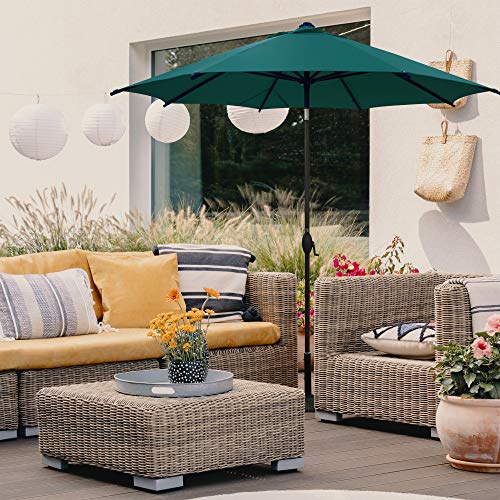 Abba Patio 9Ft Patio Market Outdoor Table Umbrella With Auto Tilt And Crank For Garden, Lawn Deck, Backyard & Pool, 8 Sturdy Steel Ribs, Dark Green #TOP1