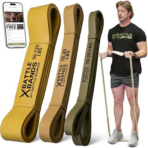 Image of Battle Bands Resistance Bands - Pull Up Assistance Bands & Stretch Bands for Exercise - Heavy Duty Workout Resistance Bands Set for Strength Training, Powerlifting, Home Gym & Stretching - Men & Women