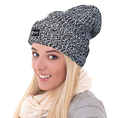 Envivacor Onyx Chunky Knit Beanie Trendy Winter Hats | 100% Acrylic Beanie for Men & Women | 12 Knit Hat