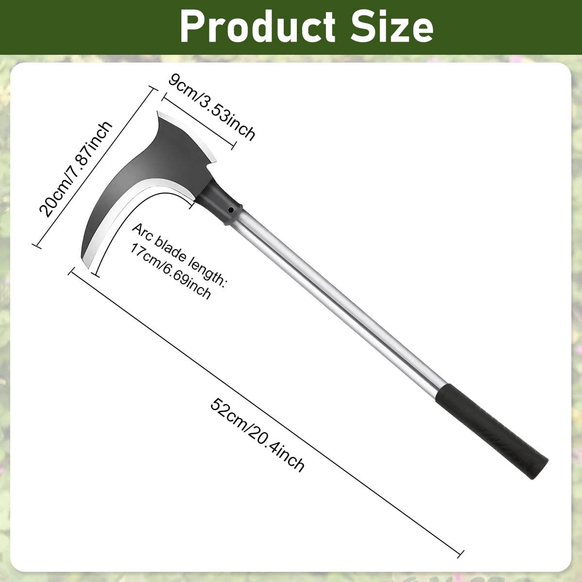 HASTHIP® Carbon Steel Axe Tool - Axe for Wood Cutting - Gardening Sickle Axe Tool for Cutting Grass - 52 CM Weed Remover Tool with Handle - 2 In 1 Grass Removing Tool for Chopping, Harvesting, Pruning - Image 2 thumbnail