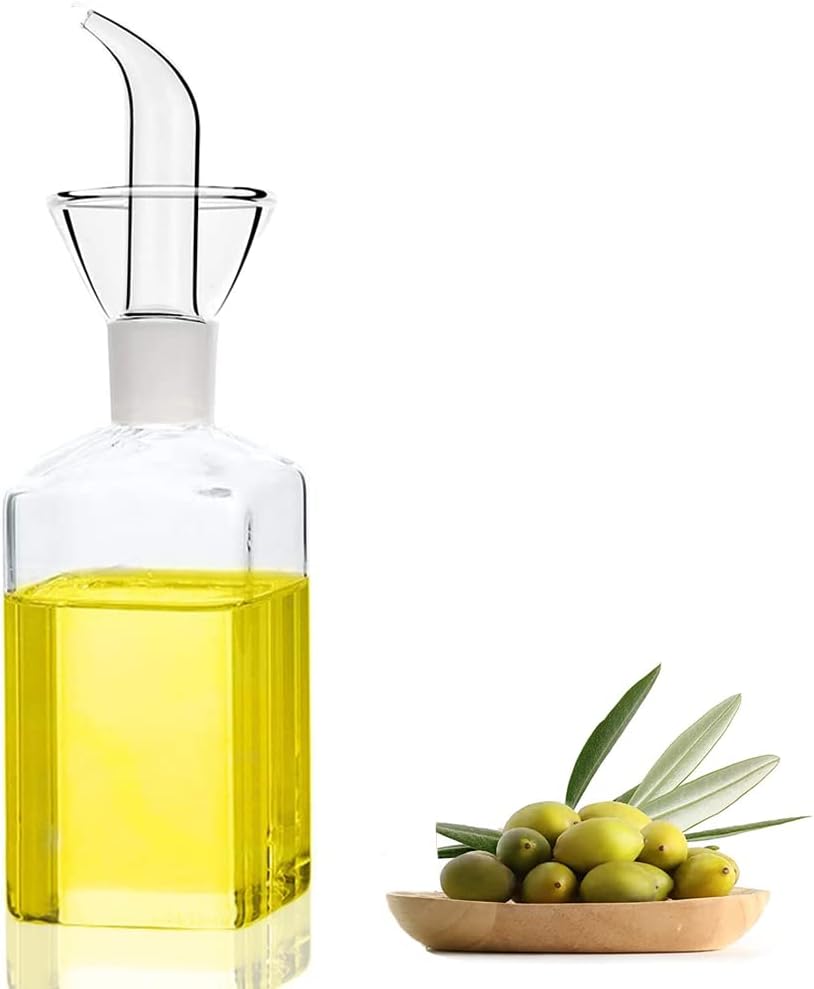 Bugcat Botella de Aceite de Vidrio 250 ML, para Aceite de Oliva vinagre Salsa de Soja etc. Aceitera de Cristal Ideal para Verter y Rociar Aceite de Oliva Vinagre u Otros Líquidos,Fácil de Limpiar
