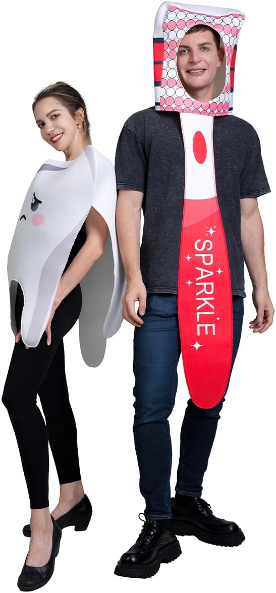 Adult Tooth Costume and Toothbrush Costume 2Pcs Halloween Couple Costumes 2025 - Image 6