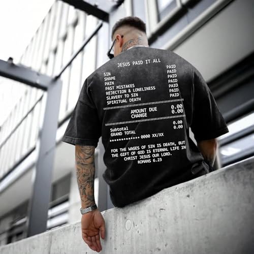 Christian Faith God Shirts for Men Jesus Bible Verse Acid Wash Shirt Oversized Religious Tshirts Vintage Graphic Tees3