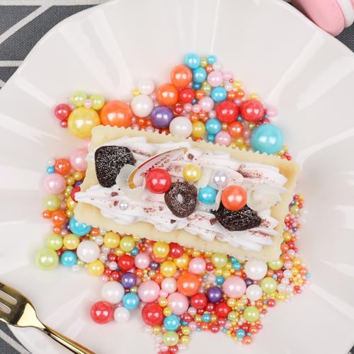 Image of Rainbow Sprinkles for Cake Decorating, 130g /4.6oz Edible Pearl Sprinkles Mix, Multicolor Sugar Candy Pearls for Baking, Cookie Decorations and Cupcake Toppings, Wedding Party Supplies