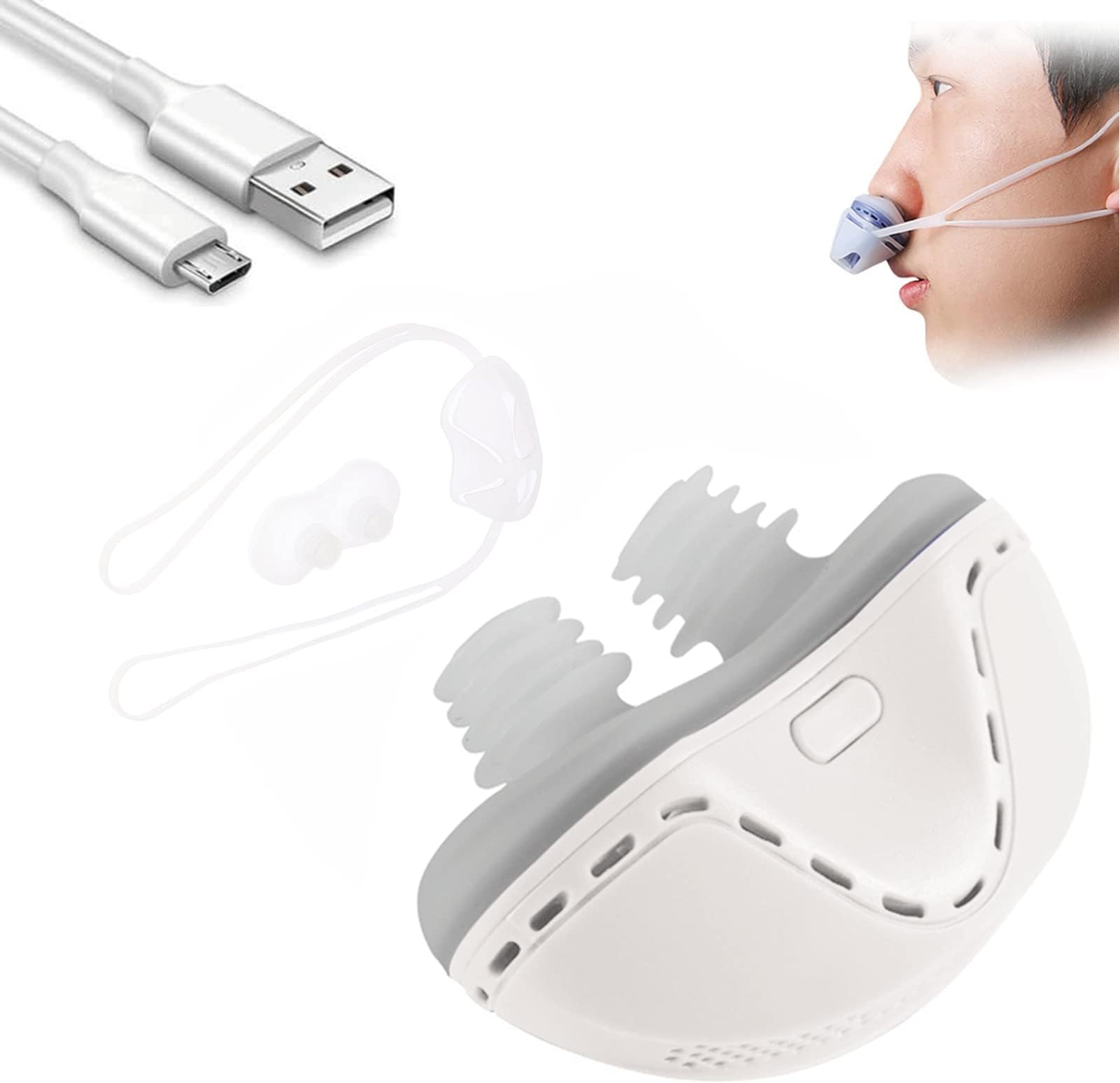 DFANCEElectric Anti Snoring Device,Mini CPAP Anti Snoring Electronic Device,Professional Anti Snoring Solution Nose Vents Plugs for Women Men Comfortable Sleeping