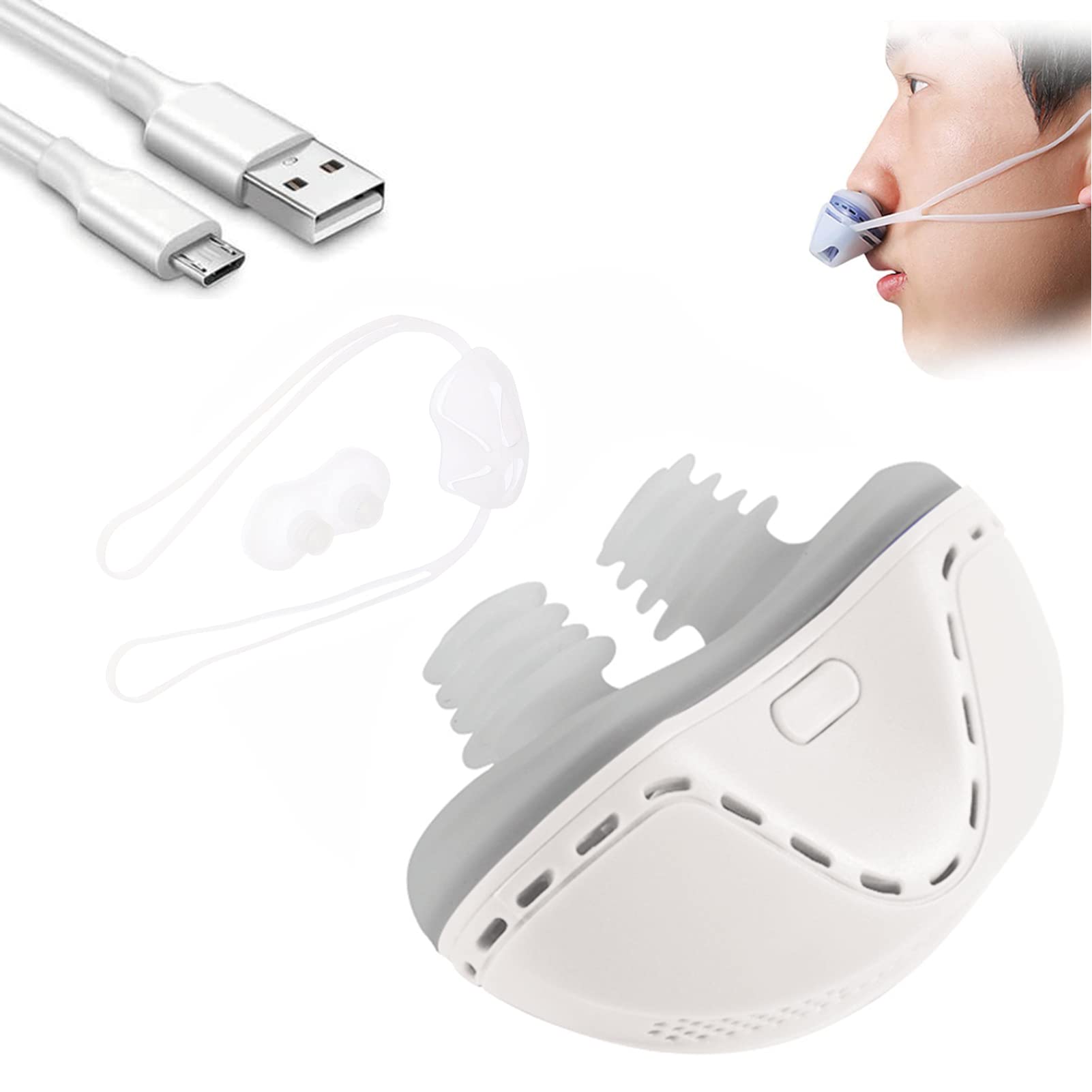 DFANCEElectric Anti Snoring Device,Mini CPAP Anti Snoring Electronic Device,Professional Anti Snoring Solution Nose Vents Plugs for Women Men Comfortable Sleeping