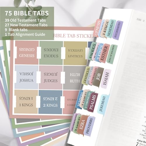 Image of Taja Bible Tabs, 75 Large Print Index Tabs for Women & Men
