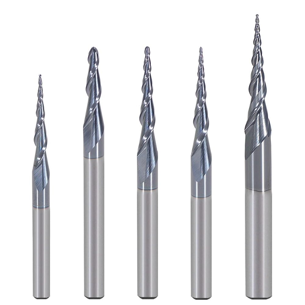Frez trzpieniowy stożkowy 6 mm HRC55 Frez węglikowy z 2 rowkami do drewna i metalu, 1 szt.(R2.0x30.5xD6x75L)