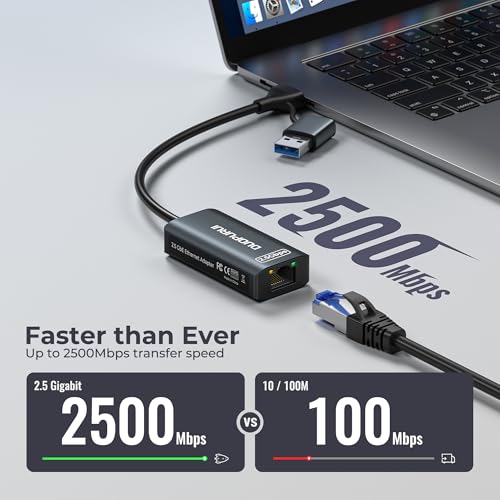 Image of USB to Ethernet Adapter,USB C to RJ45 2.5 Gigabit LAN Network Adapter,Aluminum Case,Ethernet Adapter for Laptop,MacBook Pro /Air,Surface Pro,iPad,XPS,Windows 11 /10 /8 /7,MAC OS