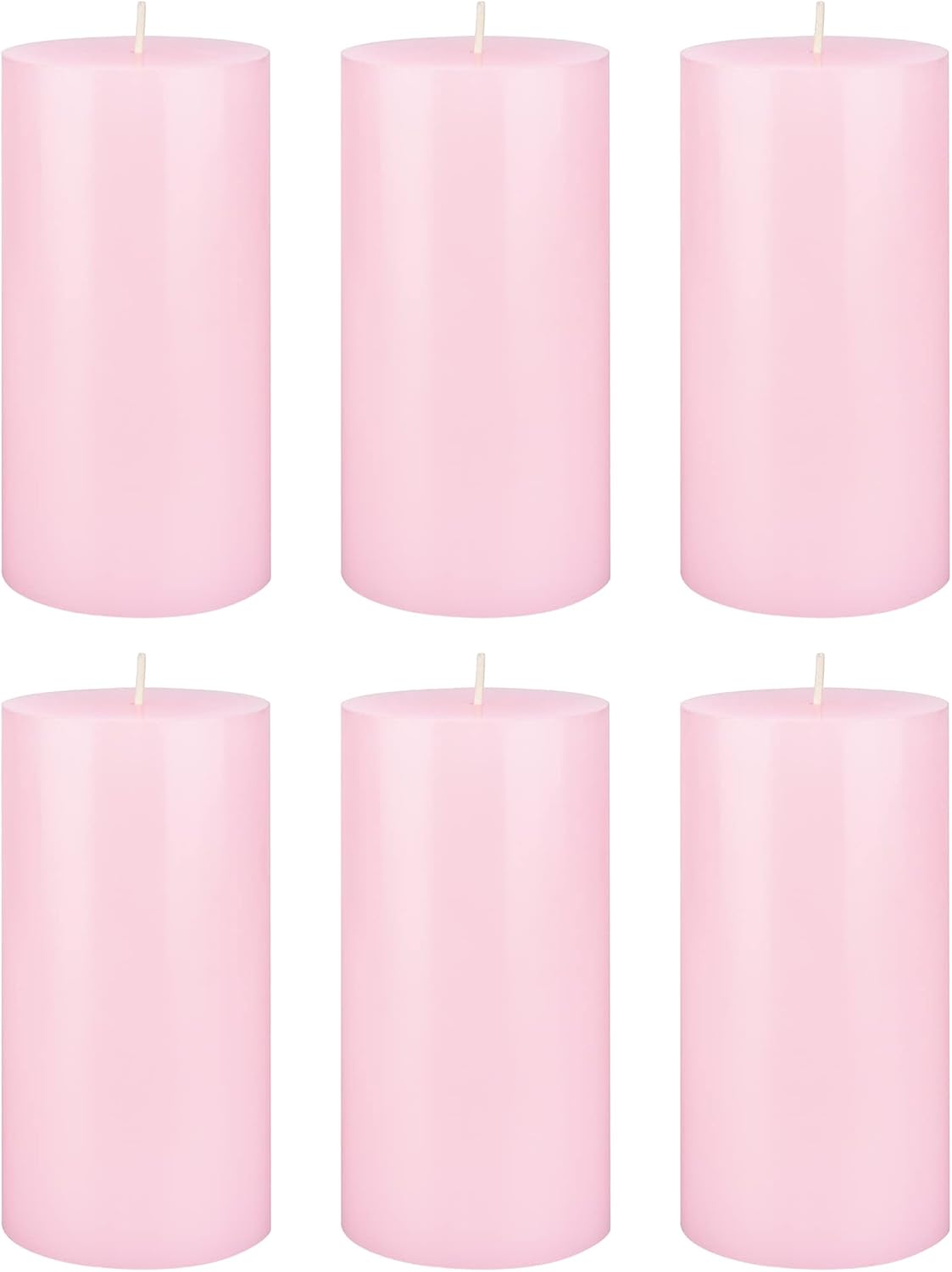 SRG 6 pcs Unscented Pink Round Pillar Candle, Hand Poured Premium Wax Candles 3 Inch x 6 Inch, Home Décor, Wedding Receptions, Baby Showers, Birthdays, Celebrations, Party Favors & More