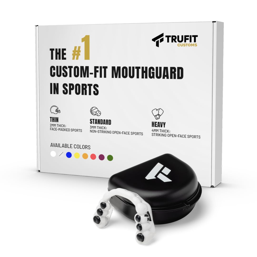 TRUFIT - Custom Sports Mouthguard, Football Mouth Guard, Custom Fit Mouth Guard, Boxing, Lacrosse, Hockey, MMA, Football, Dental Mouthpiece, Adult & Youth, Durable, BPA-Free, Slim, Comfortable Fit