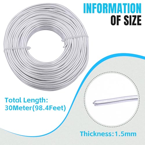 YTKavq Aluminum Craft Wire,16 Gauge Aluminum Wire Jewelry Making Wire Metal Wire for Craft Jewelry Making Wire DIY Metal Craft Art Wires(Silver,100FT)