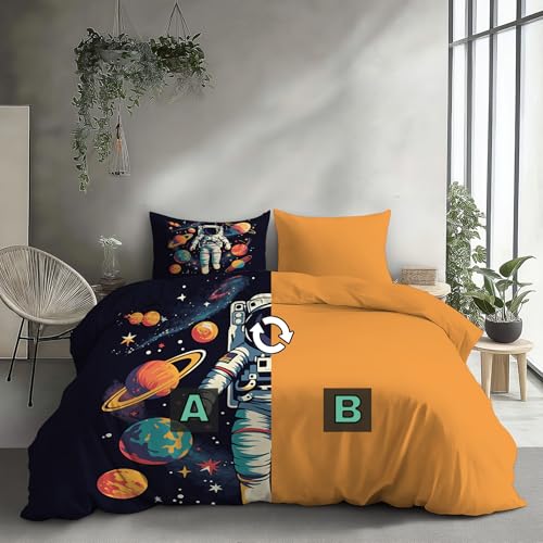 Housse de couette astronaute microfibre finie la couette qui glisse