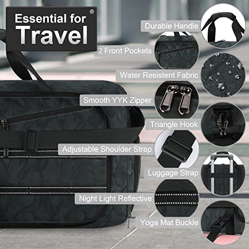 Travel Duffel Bag for Men Women 80L Waterproof Overnight Weekender Bags Foldable Sports Gym Duffle Bag with Shoes Compartment and Toiletry Bag Black