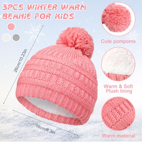 JaGely 9 Pcs Kids Hat Gloves Scarf Set for Winter Knit Beanie Hat with Pompom Neck Warmer Mittens Set for 5-10 Boys Girls2