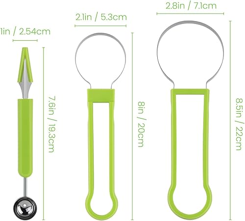 Miniatura 5 de yuntop Kit de cuchillos 4 en 1 para tallar frutas, juego profesional de cuchara de melón de acero inoxidable, cuchara Baller de melón de doble cara,