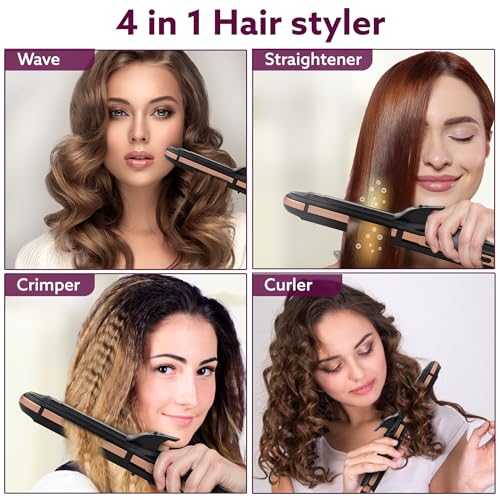 AGARO 4 in1 hair Straightener,Wavy Hair, Crimper, Curler, Hair Styler, Keratin Infused Ceramic Coated Plate, Variable Style Settings, Hair Styling,... - Image 3