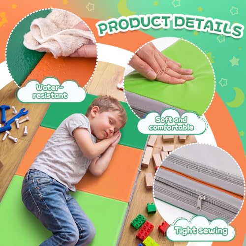 Image of Wesiti 5 Pcs Folding Kids Nap Mats for Preschool Daycare, 3 Section Folding Rest Mats Sleeping for Kids Toddler Nap 1 Inch Thick, Kindergarten School Classroom Supplies (Boy Color)