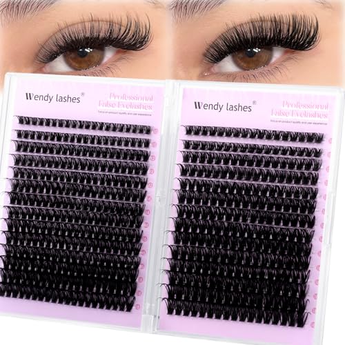 WENDY LASHES Lash Clusters 60D+80D Eyelash Clusters 518PCS Wispy Individual Lashes 10-18MM D-curly Lash Extension DIY Cluster Eyelash Extensions for Beginners