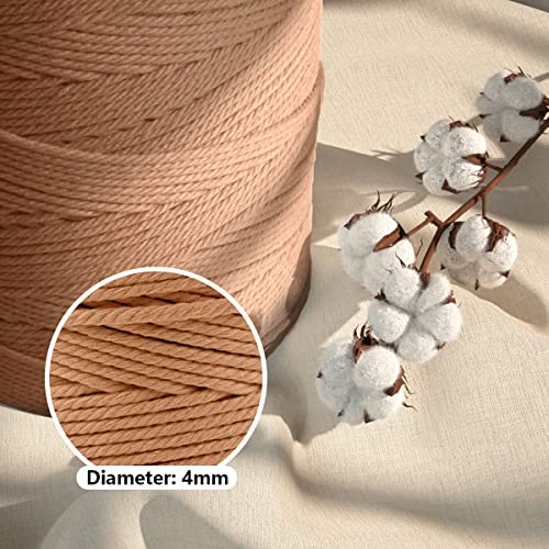 Image of ZUEXT Macrame Cord, Brick Red, 4mm x 547yds Cotton String Macrame Yarn