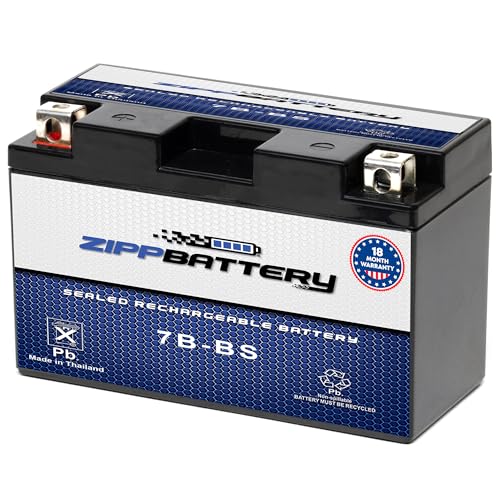 ZIPPBATTERY YT7B-BS 12V 110 CCA AGM – Maintenance-Free 7Ah Battery for ATV, Scooter, Motorcycle, Jet Ski – T3 Nut & Bolt Terminal – Fits Yamaha YFZ450, Honda CRF250, Suzuki DR-Z400, Polaris Outlaw