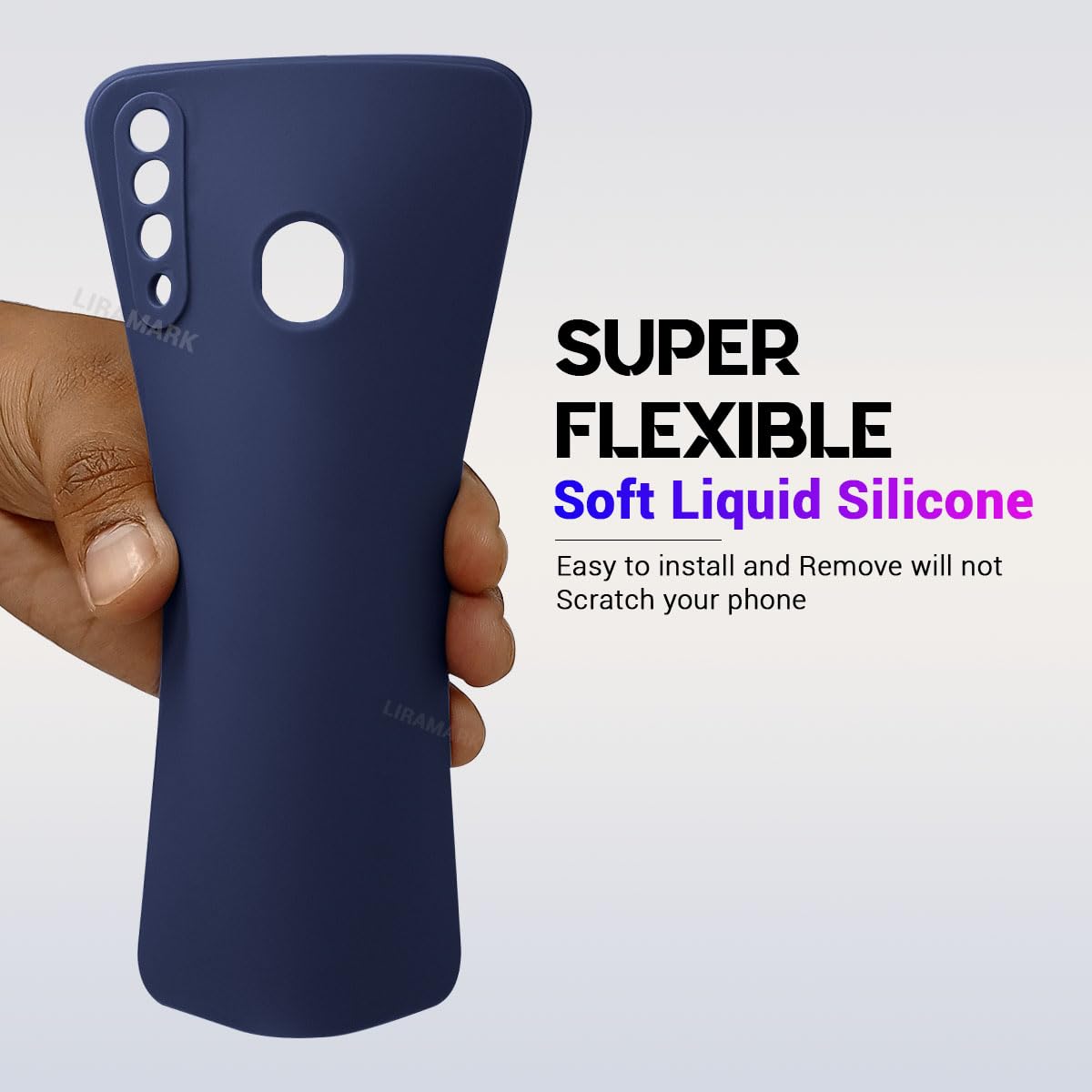 LIRAMARK Silicone Soft Back Cover Case for Samsung Galaxy A20s (Blue) — Amazon image 2
