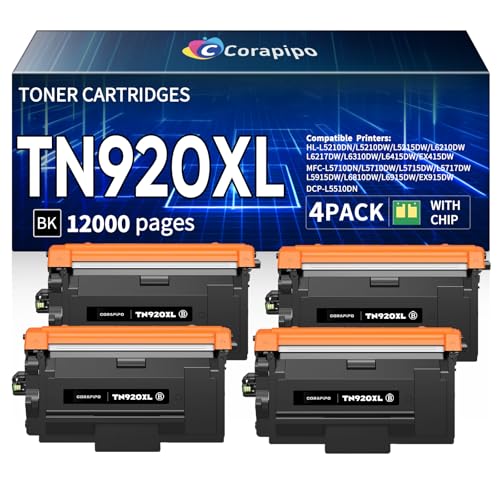 Image of TN920XL Toner Cartridge HL-L6210DW Compatible for Brother TN920 TN920XL 920XL toner with brother HL-L6210DW HL-L5210DW MFC-L5710DW HL-L6210DWT HL-L5210DWT HL-5915DW Printer (High Yield 4 Pack)