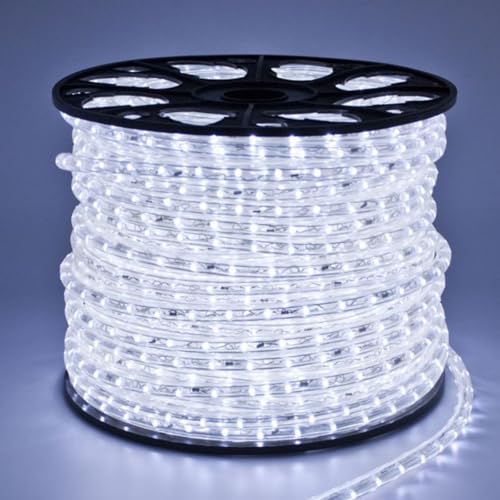 Luccika Tubo Luminoso LED, 100 Metri, PVC Trasparente, Diametro 11 mm, IP67, Tagliabile, 220/240V (Bianco Ghiaccio)