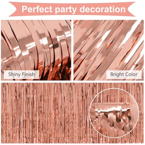 Miniatura 4 de Mxdzshy 8 Piezas Cortina De Oropel Cortinas De Flecos Láminas Cortinas De Espumillón Metálicas Cortina De Purpurina Decoración De Fondo Para Fiesta Cumpleaños Bailes Bodas Navidad 1x2m Oro Rosa