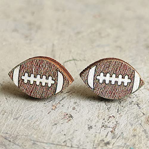 Sweet Heart Round Ball Shaped Sports Player Stud Lightweight Wooden Earrings Ball Game Basketball Volleyball Baseball American Football Jewelry for Women2