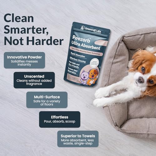Image of Peezorb Ultra Absorbent Pet Mess Cleaner Powder with Rapid Absorption Technology and Odour Neutraliser for Pet Urine and Floor Cleaning Unscented Pack of 1
