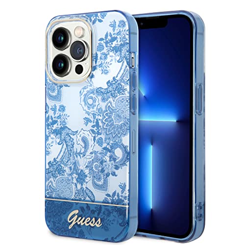 Guess GUHCP14LHGPLHB Coque Rigide pour iPhone 14 Pro 6,1" Bleu/Bleu