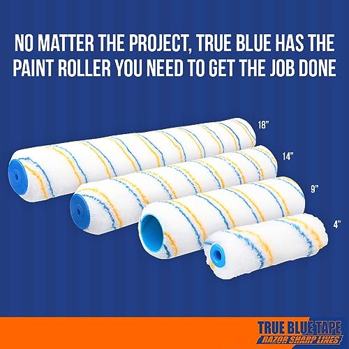 True Blue 9" Professional Paint Roller Covers, 9 Inch, Best For All Types Of Painting Surfaces, Refill Bulk Pack (6, 3/8" Nap) #TOP4